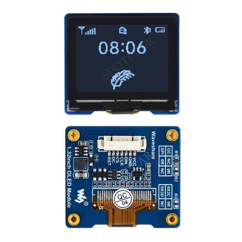 1.32inch OLED Display Module 128×96 Resolution 16 Gray Scale SPI / I2C Communication