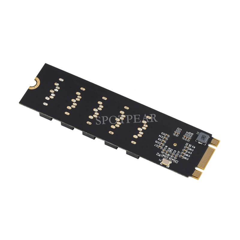 M.2 NGFF SATA to 5-port SATA3 6Gbps expansion card JM582 main control chip Support Windows / Linux