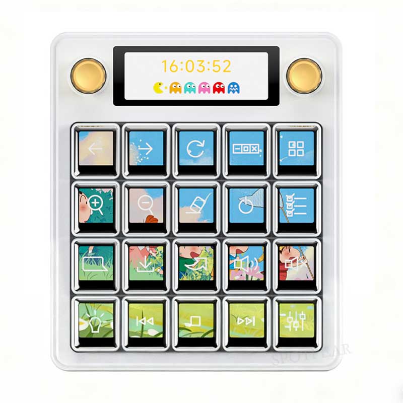 MK20 Computer AI Deepseek Mechanical Voice Keyboard Linux 20x0.85inch LCD Screen Customize keys + 2.8 inch Secondary Display