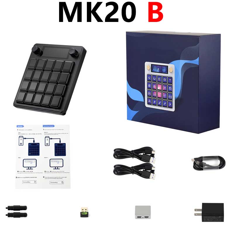 MK20 Computer AI Deepseek Mechanical Voice Keyboard Linux 20x0.85inch LCD Screen Customize keys + 2.8 inch Secondary Display