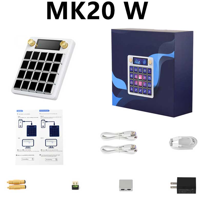 MK20 Computer AI Deepseek Mechanical Voice Keyboard Linux 20x0.85inch LCD Screen Customize keys + 2.8 inch Secondary Display