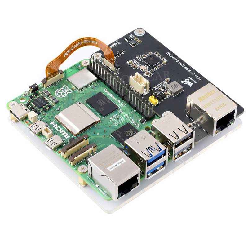 Raspberry Pi 5 PCIe to 2.5G Ethernet Adapter Board Plug and Play