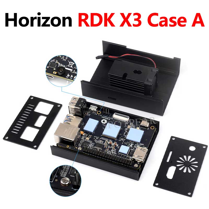 RDK X3 Aluminum Alloy Material Cooling Case Built-In Active Radiator With Fins