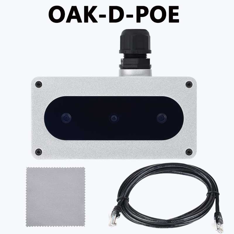 AI Machine Vision Kit OAK-D-POE JPEG Encoder 12MP IP67 Waterproof 4TOPS OpenCV Camera