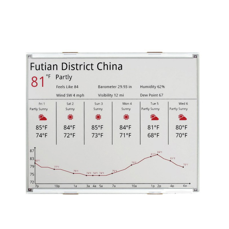 12.48inch E Ink raw display, red, black, white, 1304×984