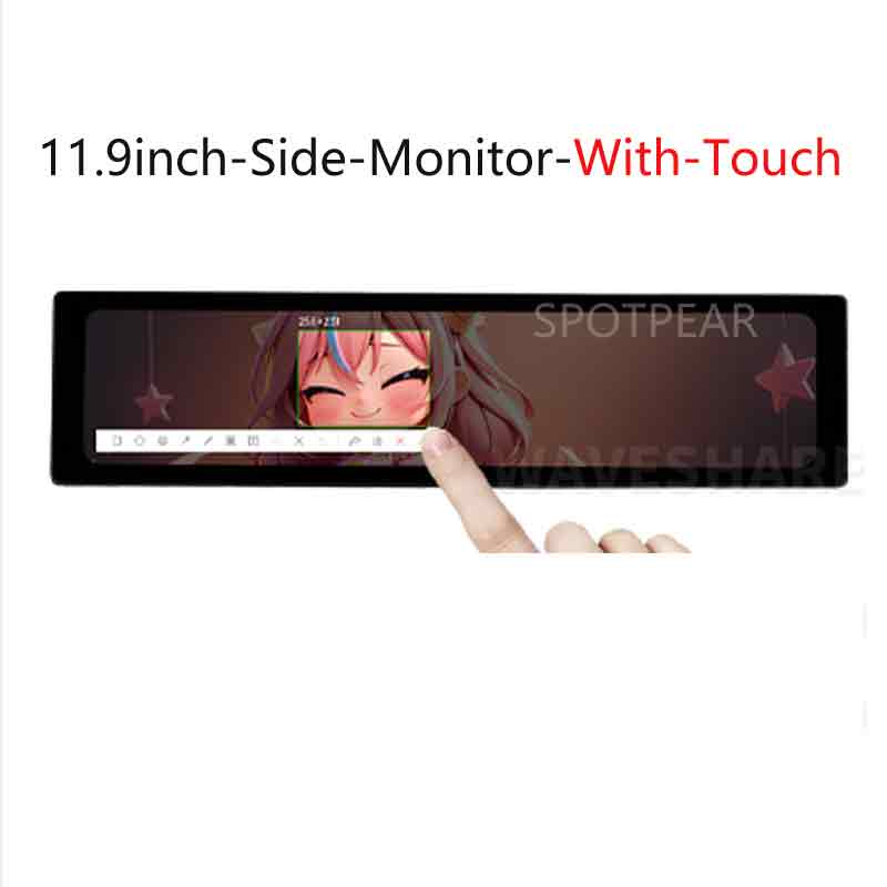 Raspberry Pi 11.9inch IPS LCD HDMI Display Long Bar Screen Capacitive Touchscreen Optional 320×1480