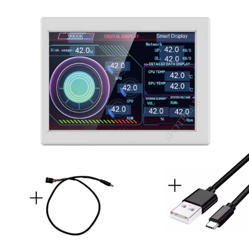 3.5 inch LCD Computer Monitor Display Screen USB Type C Secondary Screen PC CPU GPU RAM IPS Monitor