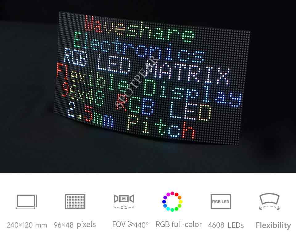 RGB full-color LED dot matrix display with adjustable brightness Flexible  display can be bent Support cascading