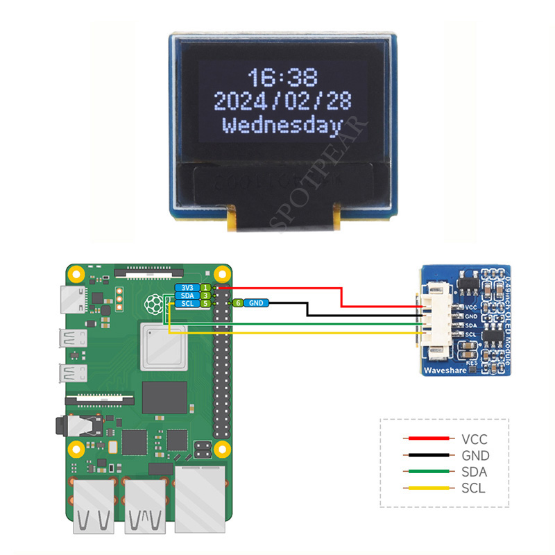 0.49inch OLED Screen Display 64×32 SSD1315 For Arduino /Raspberry Pi /ESP32 /Pico /STM32