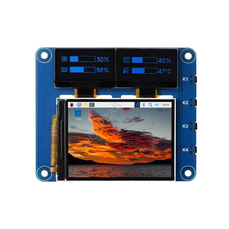 Raspberry Pi OLED LCD HAT 2inch IPS LCD Main Screen Dual 0.96inch Blue OLED Secondary Screens