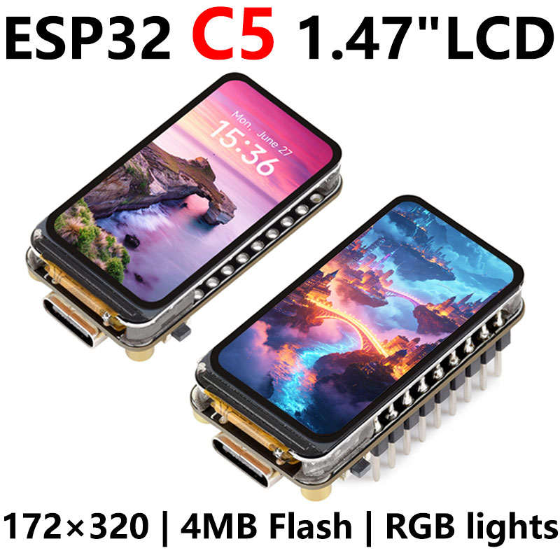 ESP32 C5 Development Board 1.47 inch LCD Display Screen ST7789 For WiFi6/LVGL/HMI Onborad SD-Port/RGB-LED