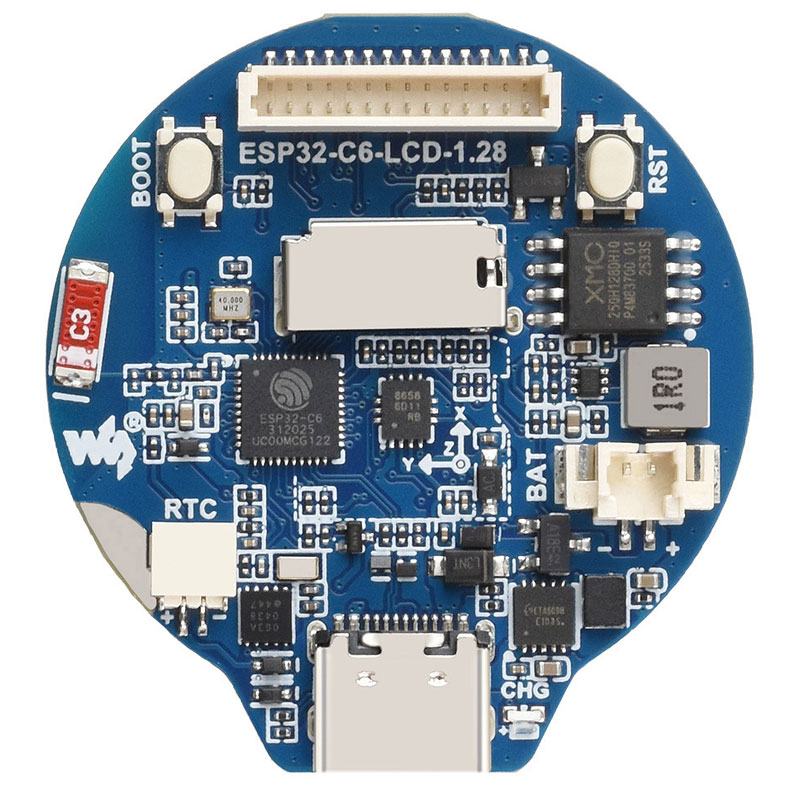 ESP32 C6 Development Board 1.28 inch LCD Display Screen 240x240 GC9A01A SD card slot