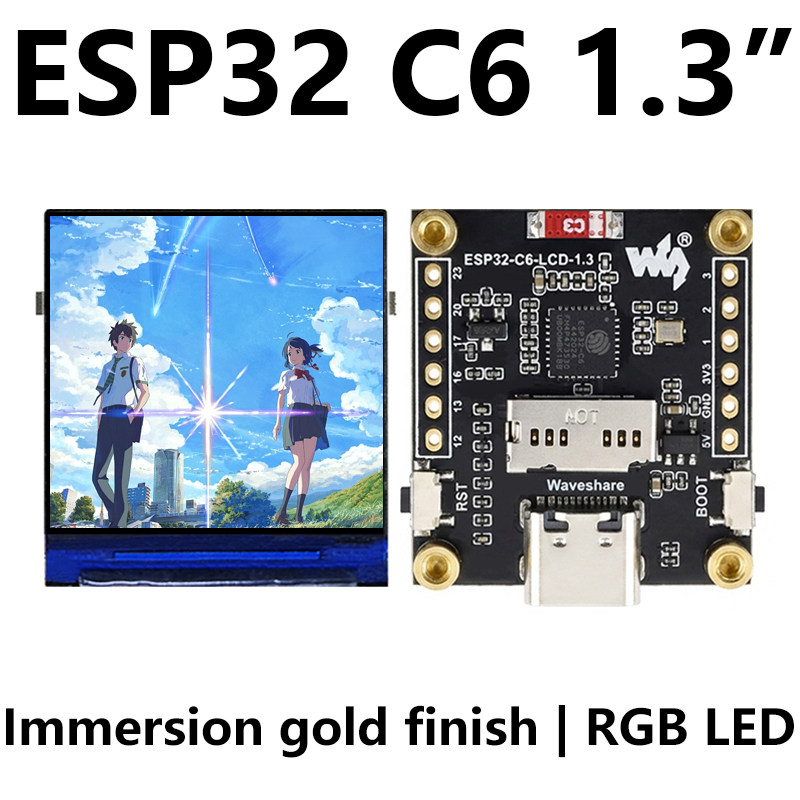ESP32-C6 LCD Development Board 1.3 inch Display 1.3inch Screen ST7789 240x240 Mini TV SD-Port QST  LVGL For Arduino