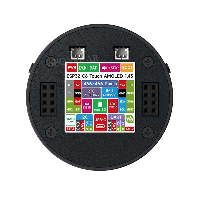 ESP32 C6 Development Board 1.43 inch AMOLED QSPI Display 1.43inch TouchScreen Dual MIC Audio Xiaozhi AI Deepseek N16R8