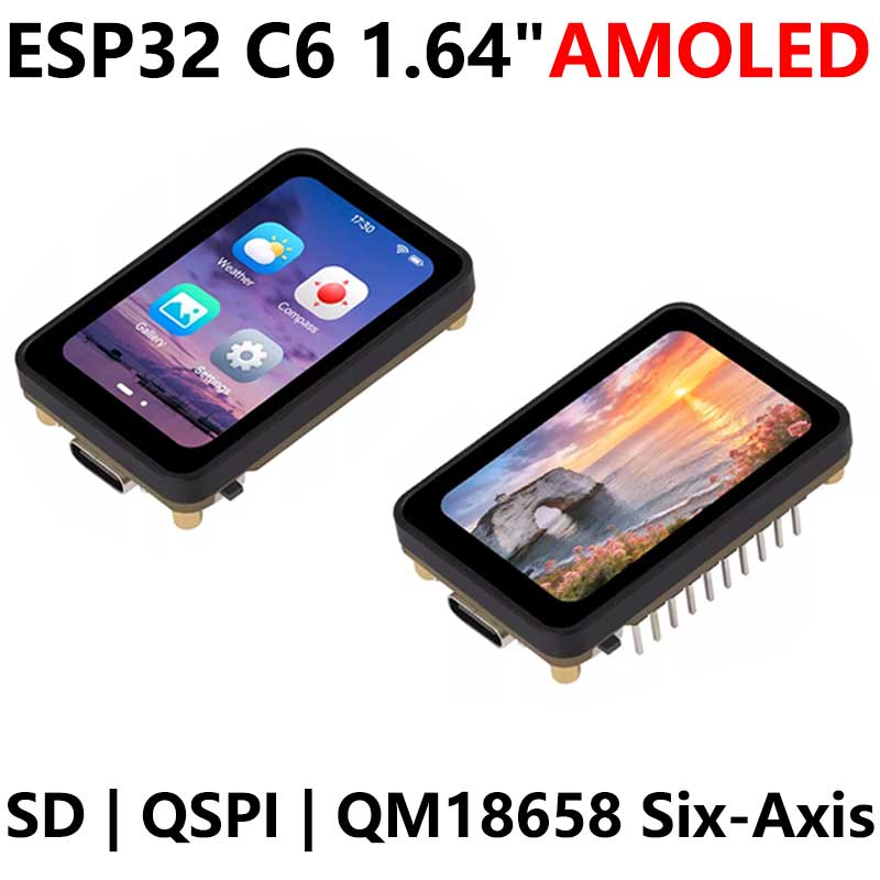 ESP32-C6 1.64inch AMOLED Display Development Board 280×456 1.64 inch TouchScreen