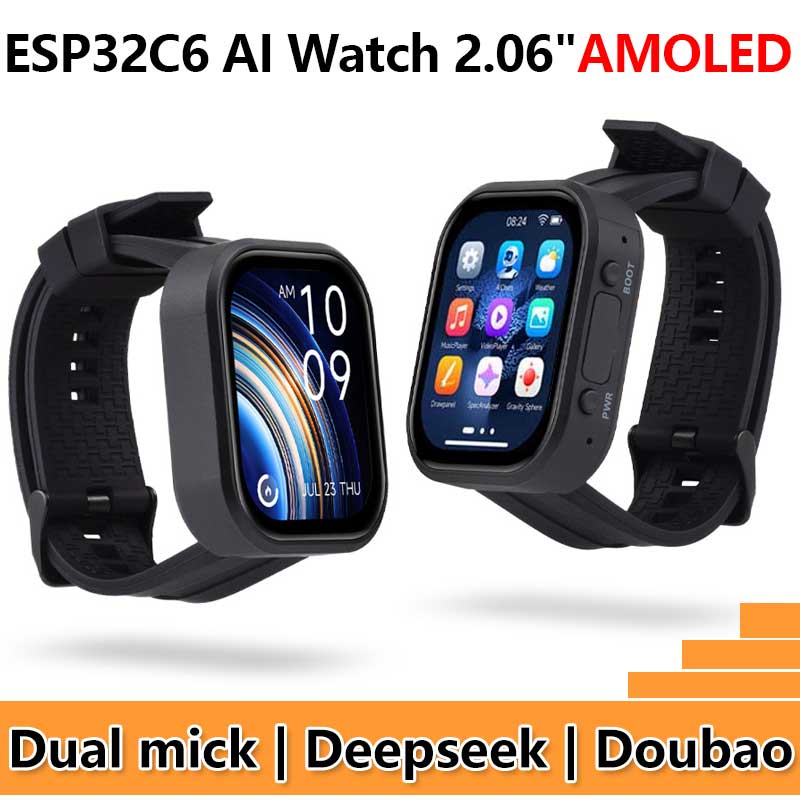 DeepSeek AI Voice Chat ESP32 C6 Development Board 2.06-inch AMOLED Display 410×502 2.06inch TouchScreen Programmable Watch