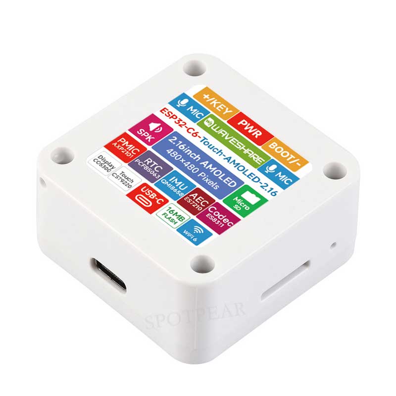 ESP32-C6 2.16inch  AMOLED Display AI Development Board 480×480 2.16 inch TouchScreen Deepseek