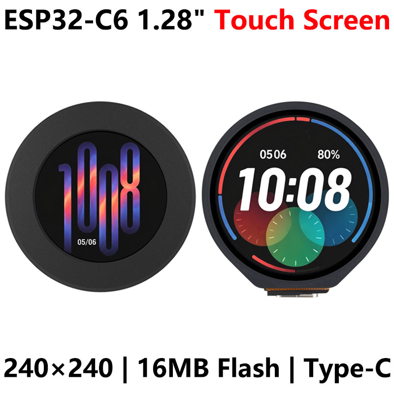 ESP32 C6 Development Board 1.28 inch LCD Touch Screen 240x240 CST816S SD card slot