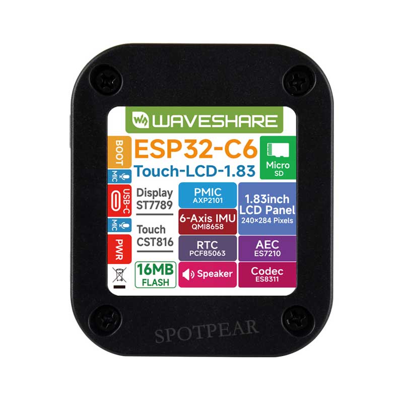 DeepSeek AI Voice Chat ESP32 C6 Development Board 1.83 inch TouchScreen Display 240x284