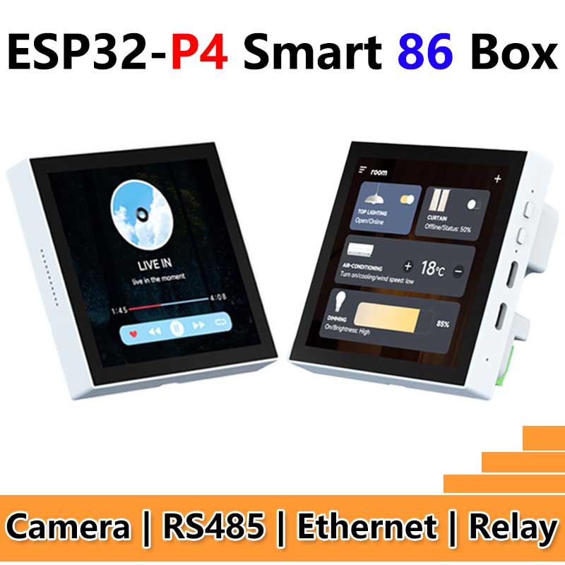 ESP32-P4 Smart 86 TV Box Development Board 4 inch 720x720 Display TouchScreen RS485 Relay Camera RJ45 ETH