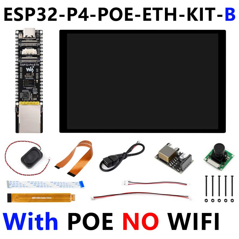 ESP32-P4-ETH RJ45 POE DSI/MIPI 10.1 inch LCD Display Touchscreen/CSI Camera/Audio Speaker AI Deepseek