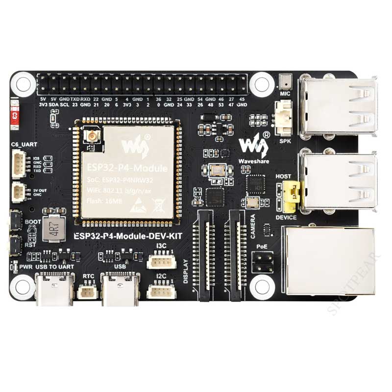 ESP32-P4 ESP32-C6 Development Board RISC-V WiFi6 MIPI CSI Camera 7/10.1 inch DSI Display /RJ45 Ethernet /Mic /Audio Size Compatible with Raspberry Pi