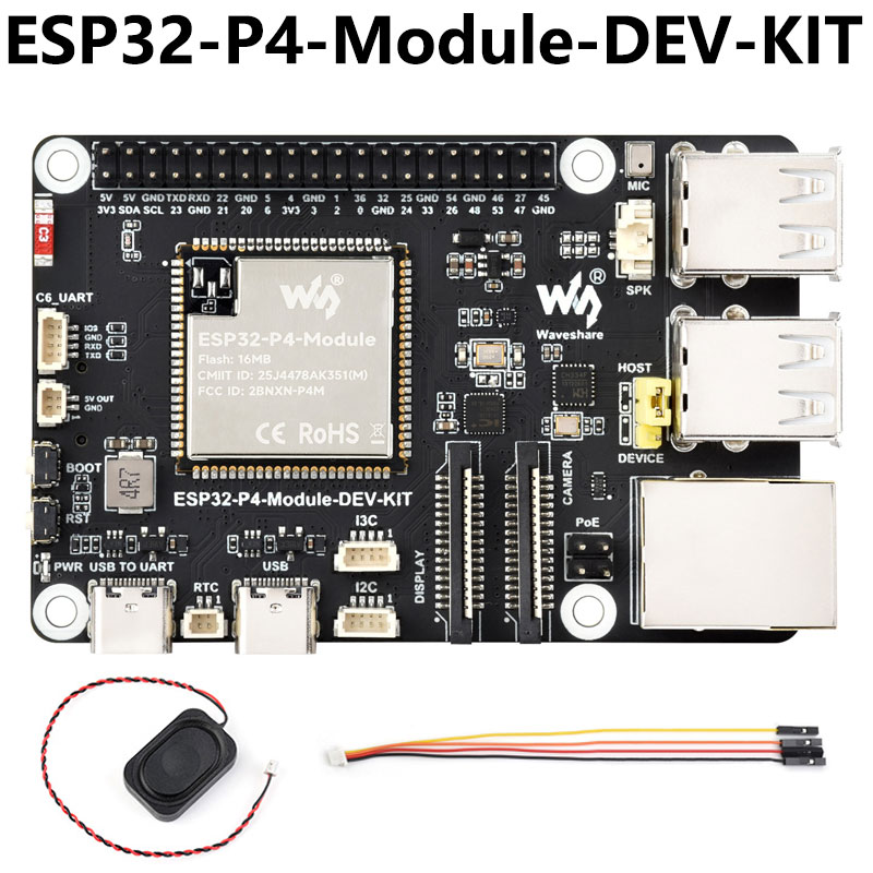 ESP32-P4 ESP32-C6 Development Board RISC-V WiFi6 MIPI CSI Camera 7/10.1 inch DSI Display /RJ45 Ethernet /Mic /Audio Size Compatible with Raspberry Pi