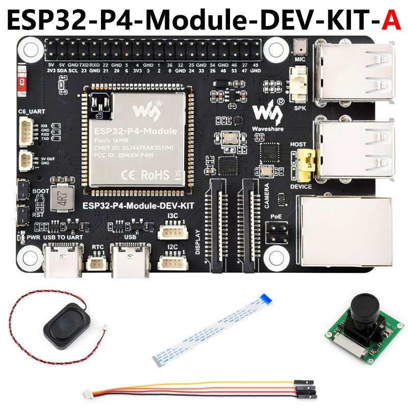 ESP32-P4 ESP32-C6 Development Board RISC-V WiFi6 MIPI CSI Camera 7/10.1 inch DSI Display /RJ45 Ethernet /Mic /Audio Size Compatible with Raspberry Pi