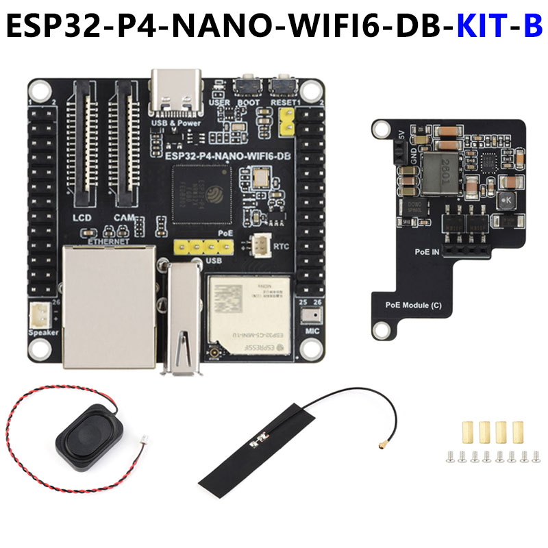 ESP32-P4-NANO-DB Development Board ESP32-C6 RISC-V MIPI CSI Camera / 10.1 inch DSI Display / USB / RJ45 Ethernet / POE