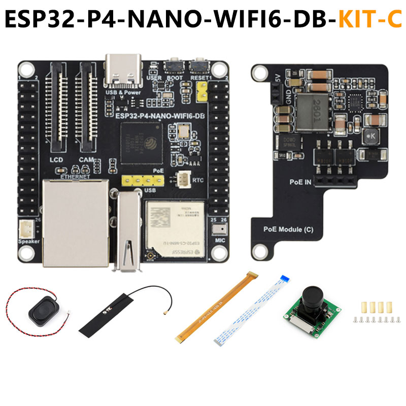 ESP32-P4-NANO-DB Development Board ESP32-C6 RISC-V MIPI CSI Camera / 10.1 inch DSI Display / USB / RJ45 Ethernet / POE
