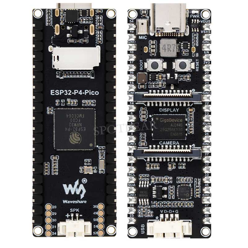 ESP32-P4 PICO Development Board with MIPI DSI 10.1-inch Display, CSI Camera, and Audio Speaker