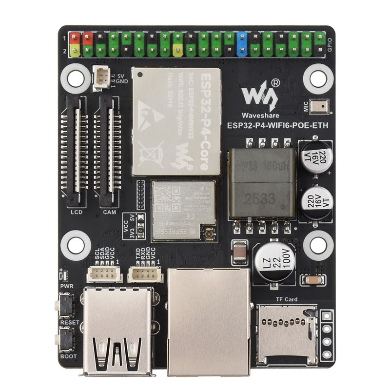 ESP32-P4-WIFI6-POE-ETH ESP32-C6 MIPI DSI 10.1 inch Display/CSI Camera/Audio Speaker For AI Deepseek