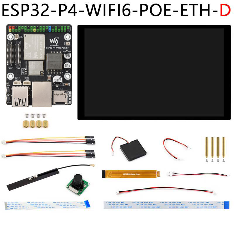 ESP32-P4-WIFI6-POE-ETH ESP32-C6 MIPI DSI 10.1 inch Display/CSI Camera/Audio Speaker For AI Deepseek