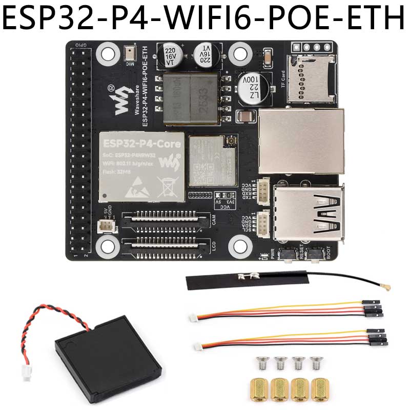 ESP32-P4-WIFI6-POE-ETH ESP32-C6 MIPI DSI 10.1 inch Display/CSI Camera/Audio Speaker For AI Deepseek