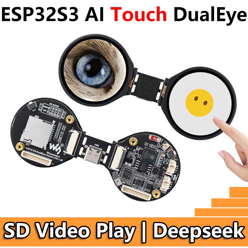 ESP32-S3 AI Electronic Eye Development Doard DualEye TouchEye 1.28 inch TouchScreen LCD Round Display N16R8 Toy Doll Robot