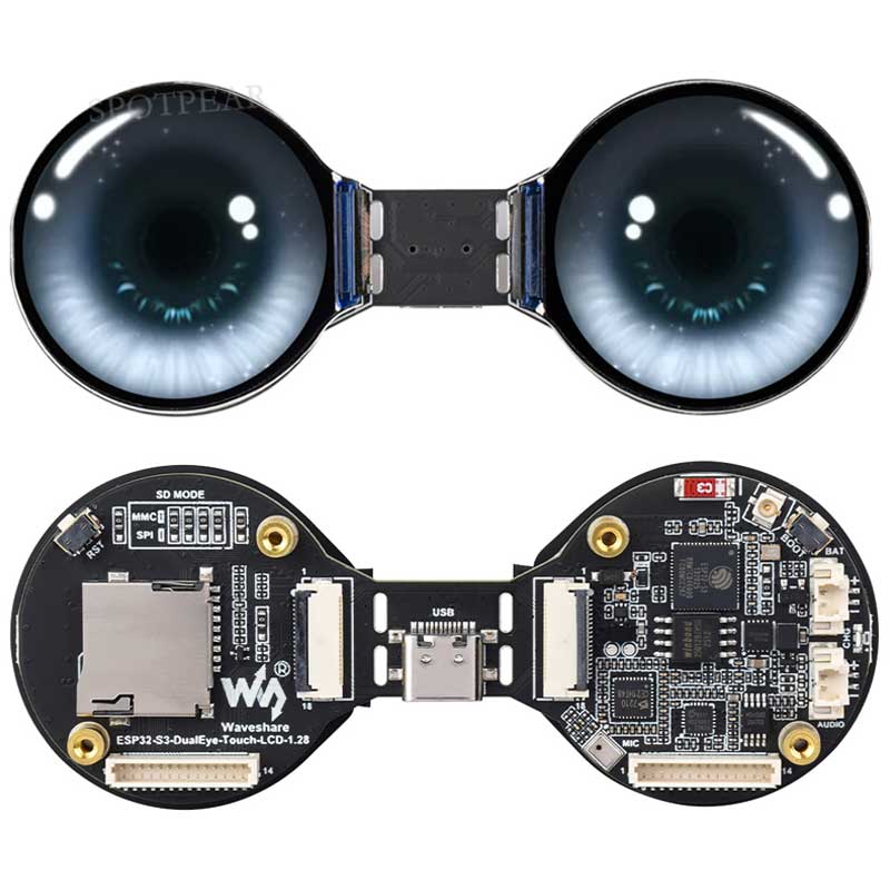 ESP32-S3 AI Electronic Eye Development Doard DualEye TouchEye 1.28 inch TouchScreen LCD Round Display N16R8 Toy Doll Robot
