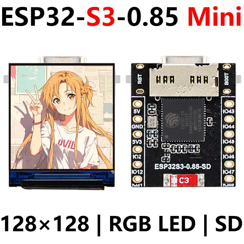 ESP32-S3 LCD Mini tiny Development Board 0.85 inch Display 0.85inch Screen 128x128 SD-Port For Arduino