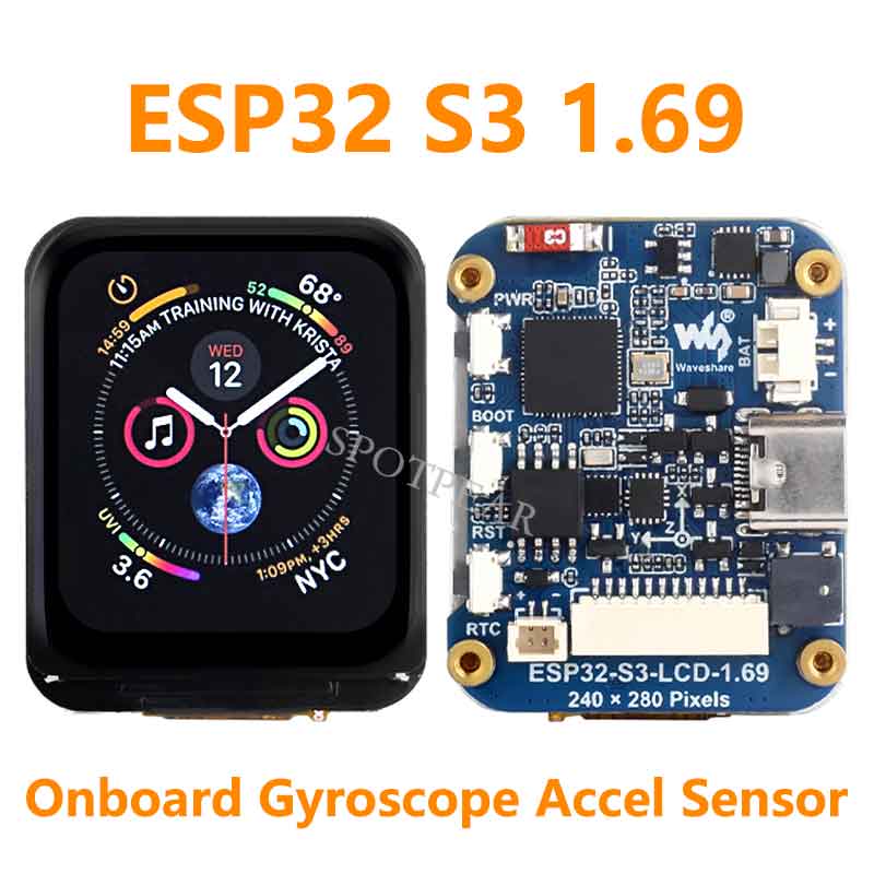 ESP32-S3 1.69inch LCD Display With QST Attitude Gyro Sensor QMI8658C For Arduino Python