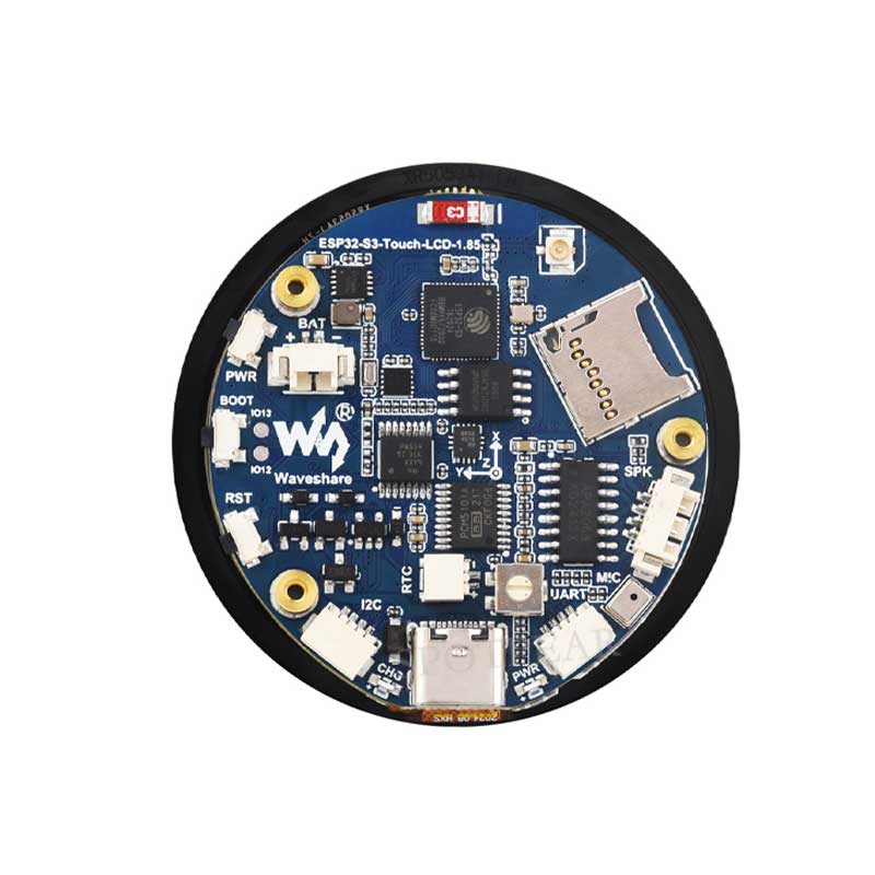 ESP32 S3 Development Board 1.85 inch Round LCD Display 360×360 QMI8658 Sensor / MIC / SD /MP3  Audio /Battery Port LVGL/HMI For Arduino