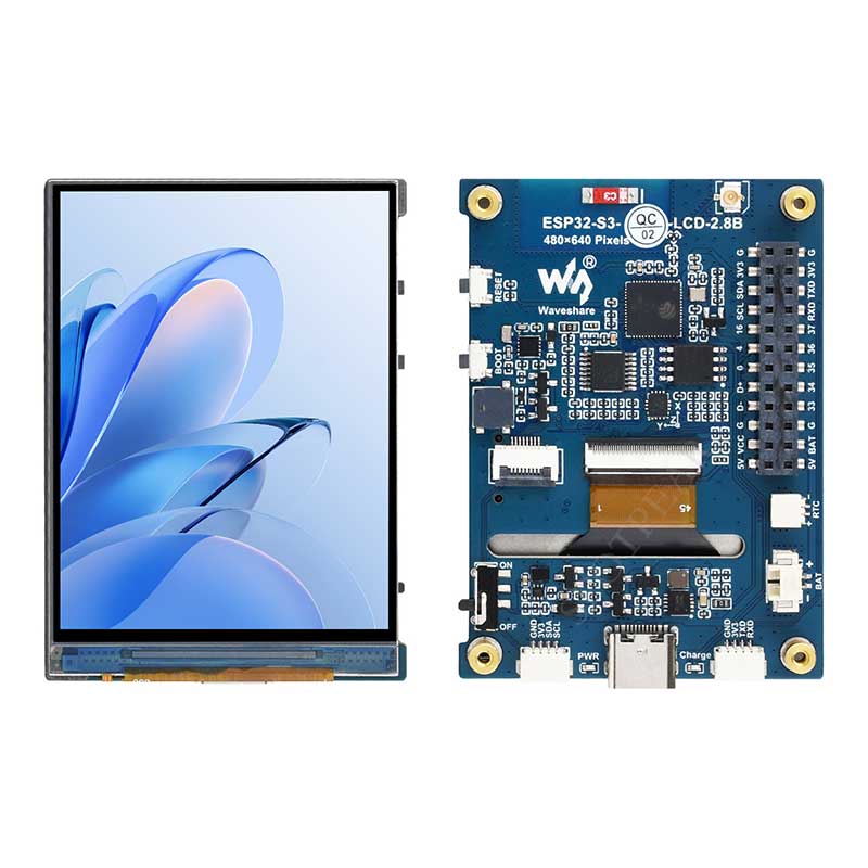 ESP32 S3 Development Board 2.8 inch B LCD 2.8inch Display 480x640 TouchScreen QMI8658 Sensor / Battery Port LVGL/HMI For Arduino