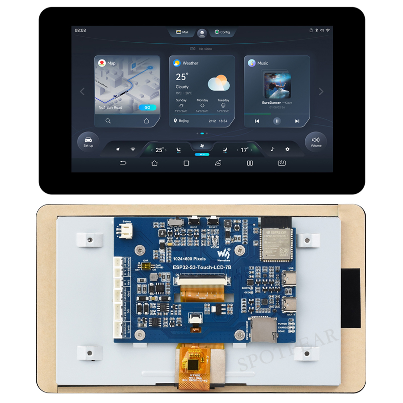 ESP32-S3 7inch LCD Display 7 inch TouchScreen 7B 1024×600 N16R8 CAN RS485 Sensor