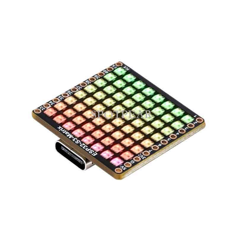 ESP32-S3 Matrix 8x8 RGB-LED-WiFi Bluetooth With QST Attitude Gyro Sensor QMI8658C For Arduino Python
