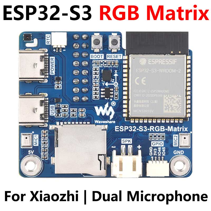ESP32-S3 AI RGB Matrix Driver Board Dual Microphone DeepSeek