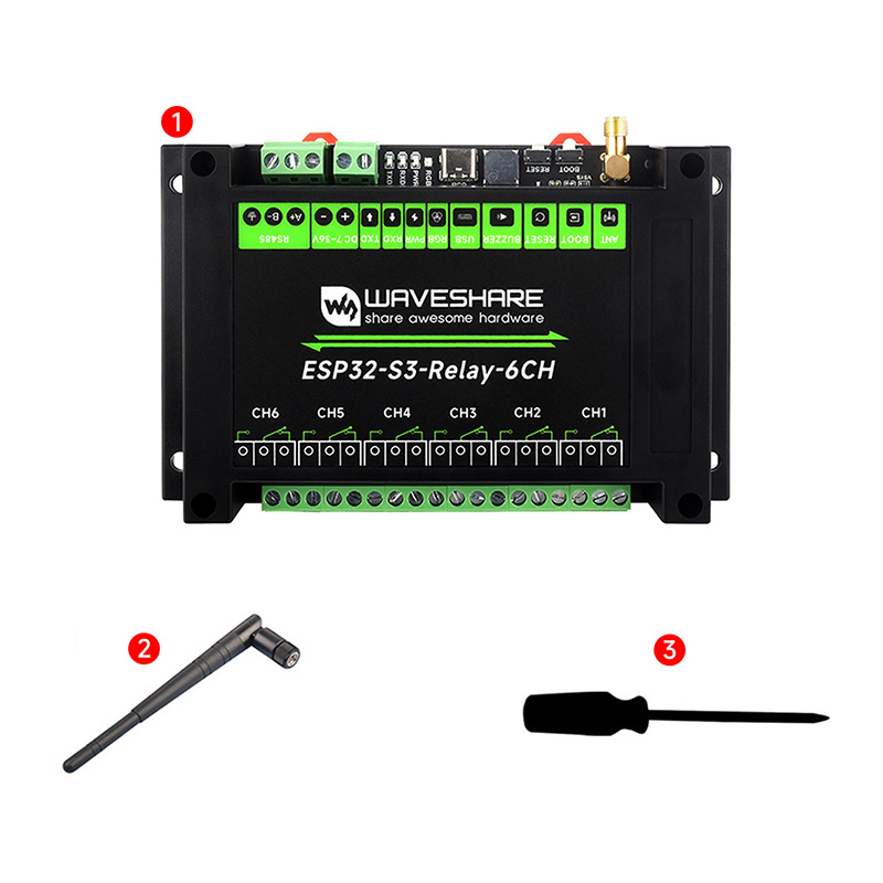 ESP32-S3 Relay Industrial 6-Channel IOT WiFi Bluetooth RS485 Onboard Pico HAT interfaces Built-In Pr
