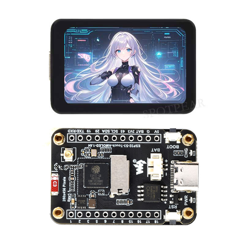 ESP32 S3 Development Board 1.64 inch AMOLED Display 1.64inch TouchScreen For Arduino LVGL With SD-Port/ QMI8658C 6-Axis Sensor
