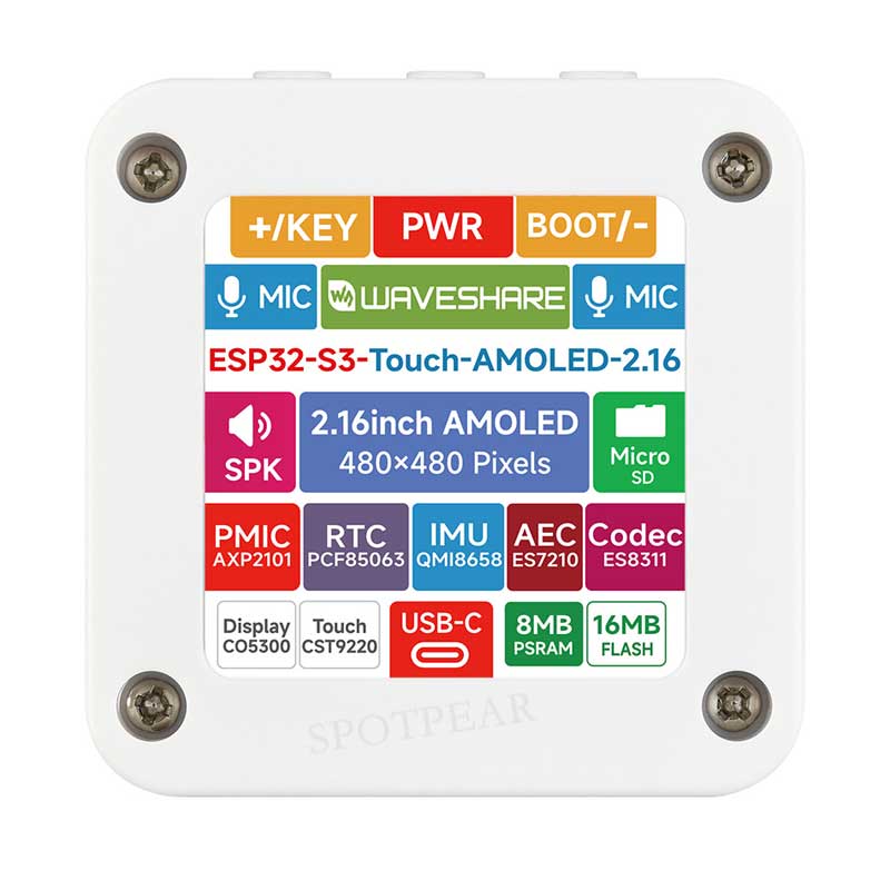 ESP32-S3 2.16inch  AMOLED Display AI Development Board 480×480 2.16 inch TouchScreen Deepseek