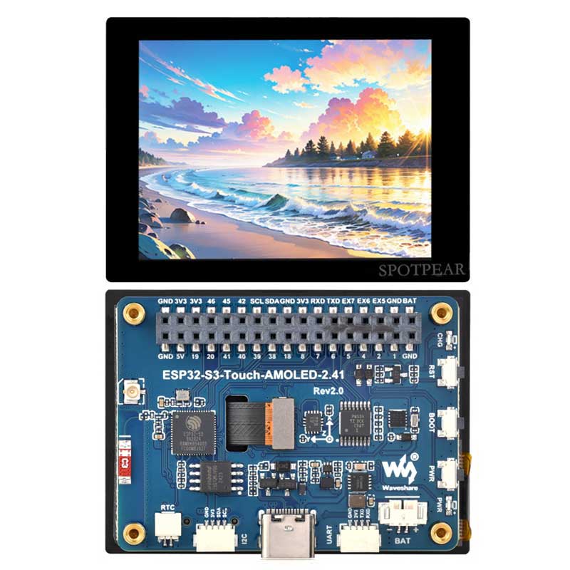 ESP32 S3 Development Board 2.41 inch AMOLED Display 600x450 TouchScreen For Arduino LVGL With SD-Port/ QMI8658C 6-Axis Sensor