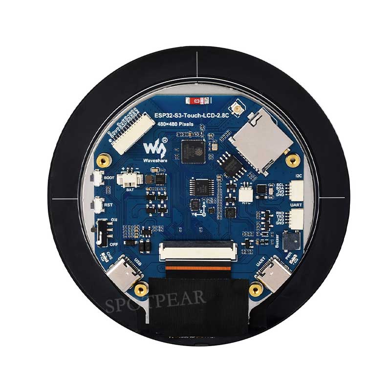 ESP32 S3 Development Board 2.8 inch Round LCD Display 480x480 QMI8658 Sensor / SD /MP3  Audio /Battery Port LVGL/HMI For Arduino