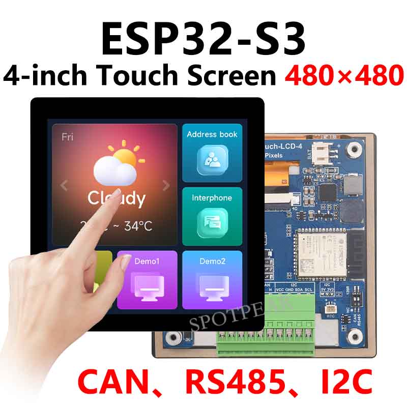 ESP32 S3 4inch LCD Development Board 480x480 TouchScreen Display TVBOX LVGL HMI Sensor CAN RS485