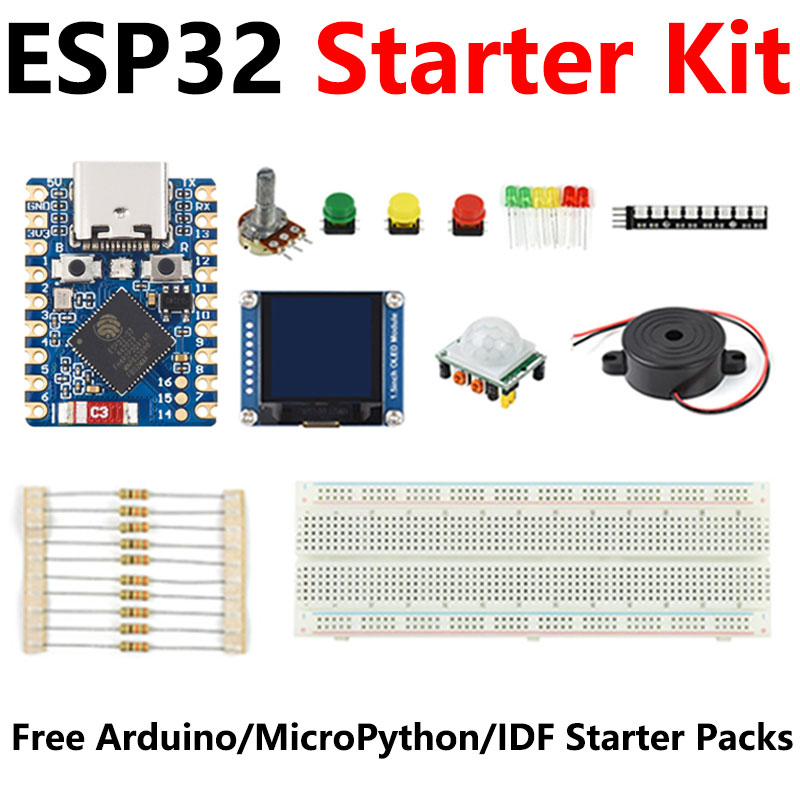 ESP32-S3/C6/C3 Zero Starter Learning Kit Diy School Kit Arduino /MicroPython /ESP-IDF